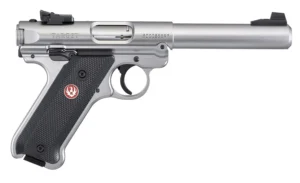 Ruger 40103 Mark IV Target 22 LR 10+1 5.50" Overall Satin Stainless Bull Barrel, Steel Slide & Frame, Black Checkered Polymer Grips | Elite Firearms