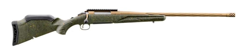 Ruger 46946 American Predator Gen II 6.5 PRC 3+1 22" Burnt Bronze Cerakote Threaded Barrel, Picatinny Rail Steel Receiver, Green Splatter Adjustable Synthetic Stock | Elite Firearms