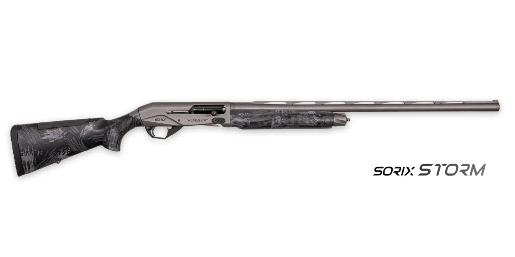 Weatherby XST2028MAG Sorix Full Size 20 Gauge Semi-Auto 3" 2+1 28" Gray Cerakote Vent Rib Barrel & Drilled & Tapped Steel Receiver, Storm Camo Synthetic Stock w/Adj Shim, Ambidextrous | Elite Firearms