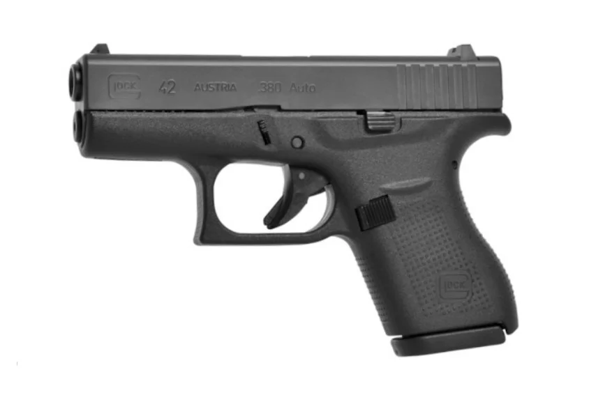Glock UI4250201 G42 Gen3 Sub-Compact 380 ACP 6+1 3.25" Black Polygonal Rifled Barrel, Matte Black Serrated Slide, Black Polymer Frame, Black Textured Polymer Grip | Elite Firearms