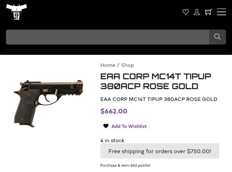 Image for the Tweet beginning: EAA MC14T TIPUP 380ACP ROSE